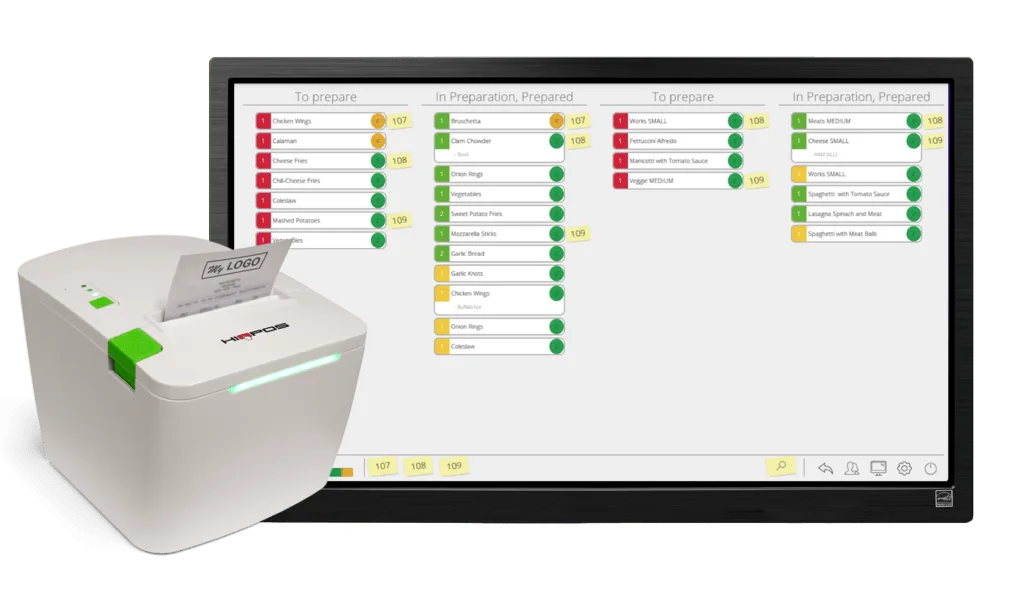 Gestiona los pedidos de cocina con HioScreen. Soluciones escalables HIOPOS para alimentación